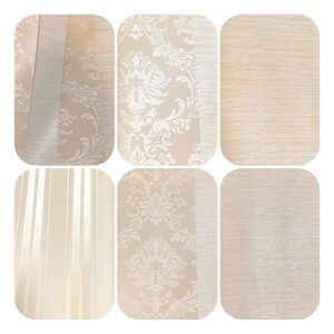 NEW Luxurious Set of 10 Cream Silky Vinyl Arts & Crafts Wallpaper Sample Sheets